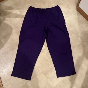 Roaman's Size 26/28 2X Purple Knit Pull On Pants Pockets